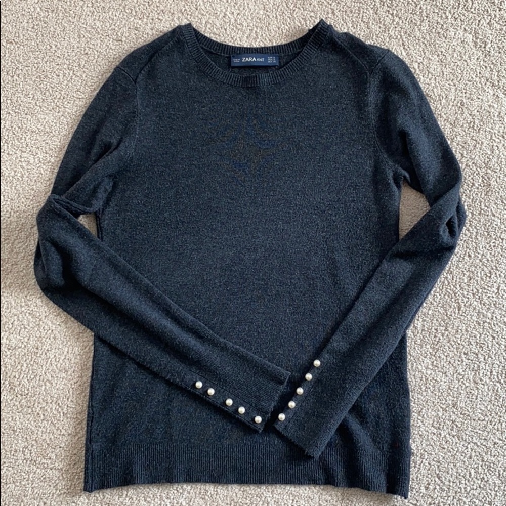 Zara Grey Sweater with pearls (size S)